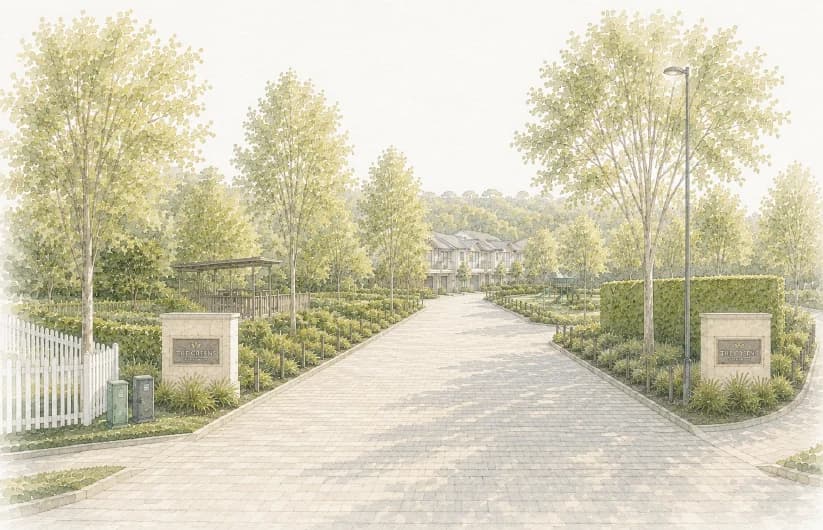 Landscaped residential entry to the proposed Mona Vale subdivision